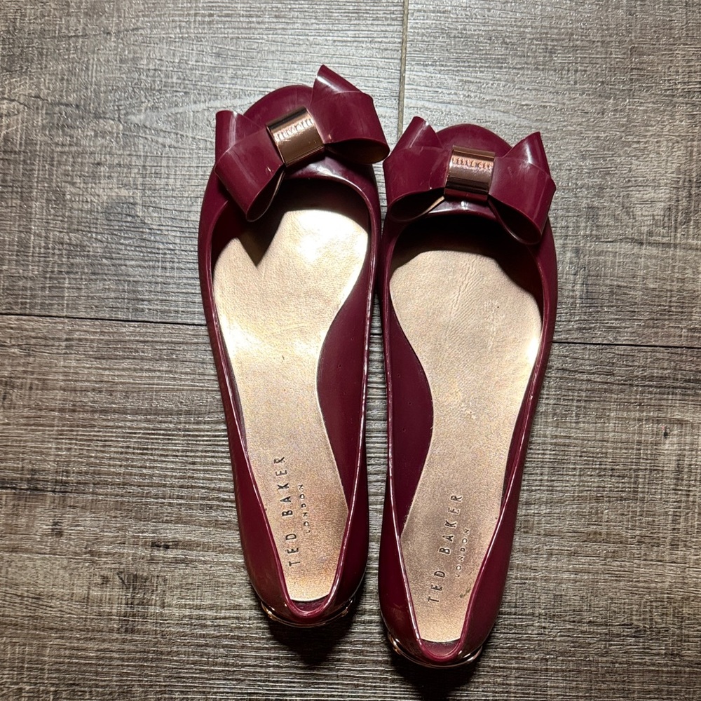 Ted Baker London Burgundy Bow Flats - Picture 10 of 11